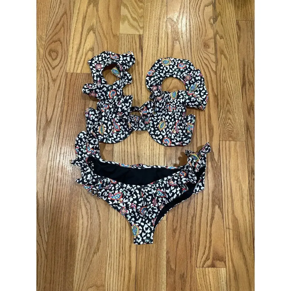 Caroline Constas Anastasia Bikini Top Size L and Lotus Bikini Bottom Size M Set